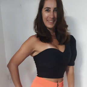 Blusa Cropped Manga Bufante