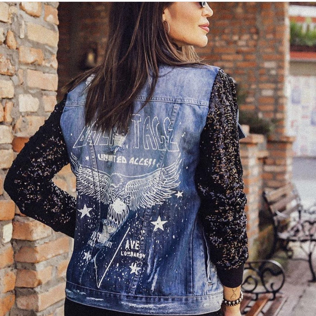 Jaqueta jeans paete Las Vegas
