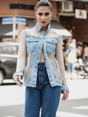 Jaqueta Jeans Bordada Pavão