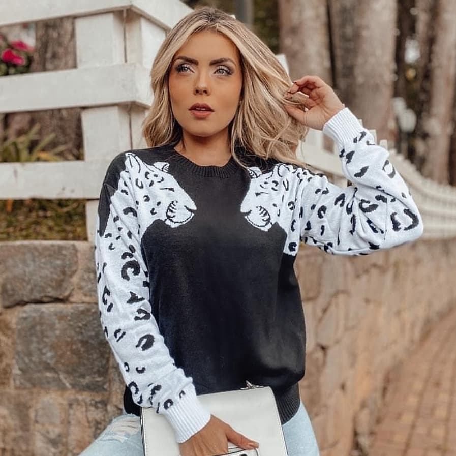 Blusa manga longa onça