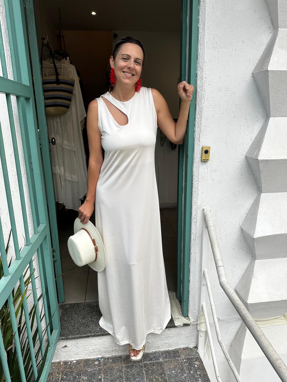 Vestido OffWhite Fluit  Longo Gota
