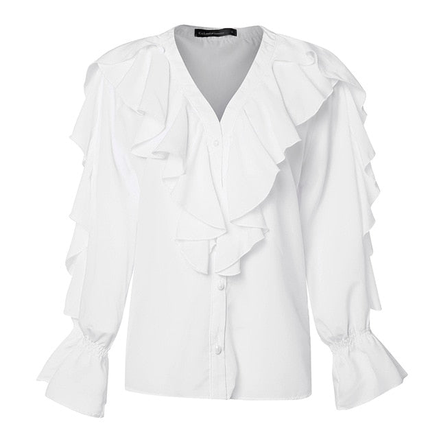 Blusa de Poliéster com Babados # 441547